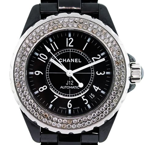 black chanel watch women& 39|j12 chanel watch with diamonds.